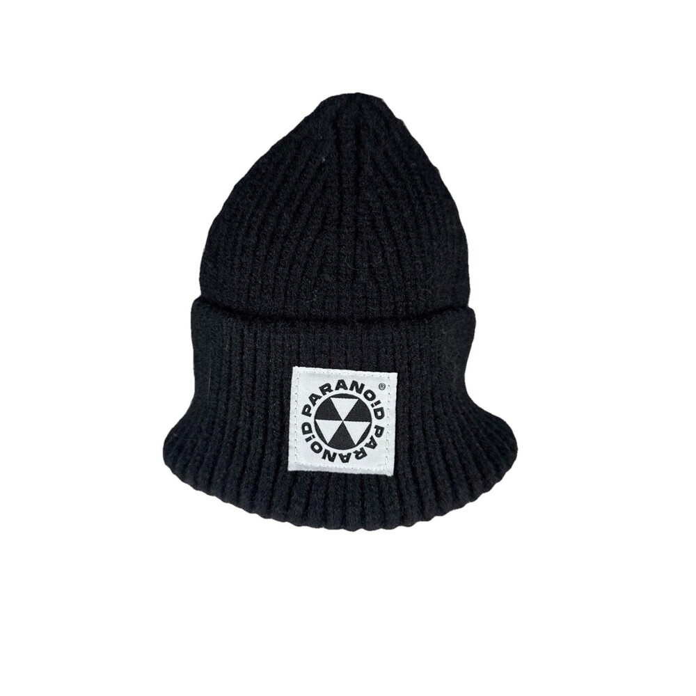 Black Knit Paranoid Beanie Hat